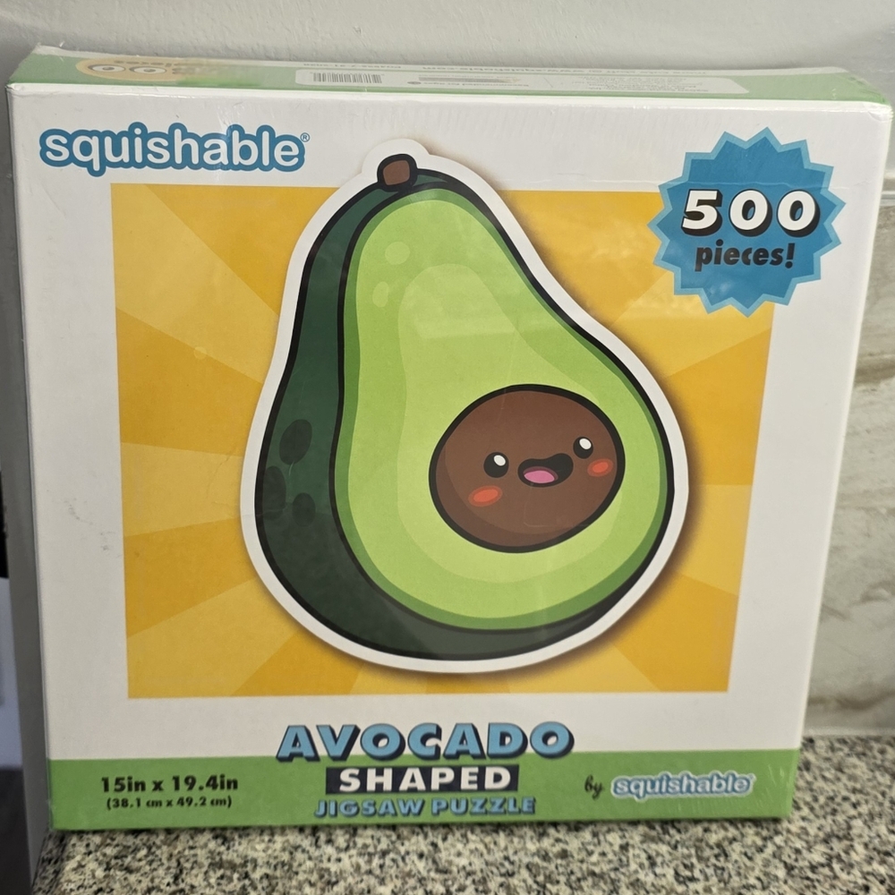 NIB New In Box Squishable Avocado Shaped Jigsaw Puzzle 500 Pieces
